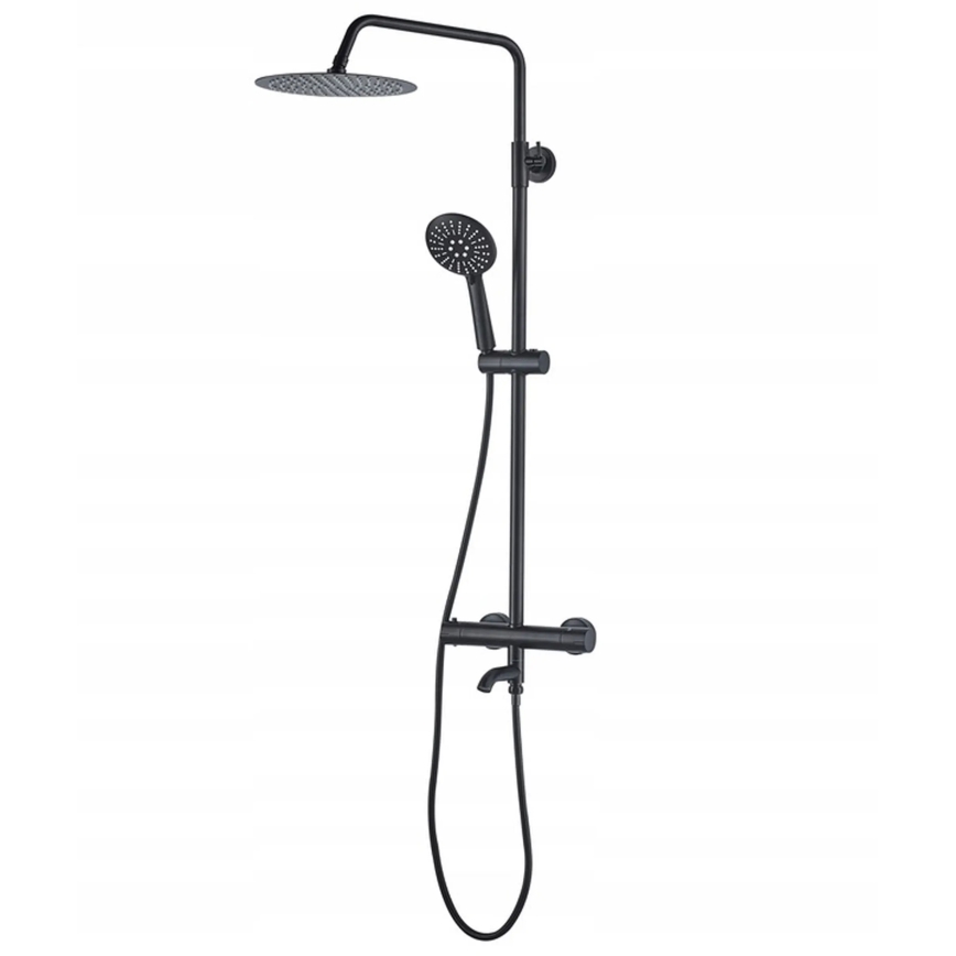 REA-P4113 - Conjunto de duche com misturador termostático LUNGO preto mate