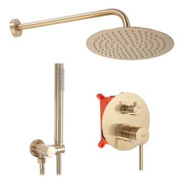 REA-P4160 - Conjunto de duche com misturador encastrado LUNGO, dourado escovado