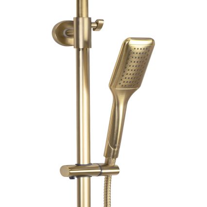 REA-P5004 - Conjunto de duche com misturador termostático TOM, acabamento dourado escovado