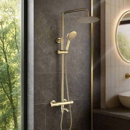 REA-P5960 - Conjunto de duche com bateria termostática LUNGO DIAMOND dourado