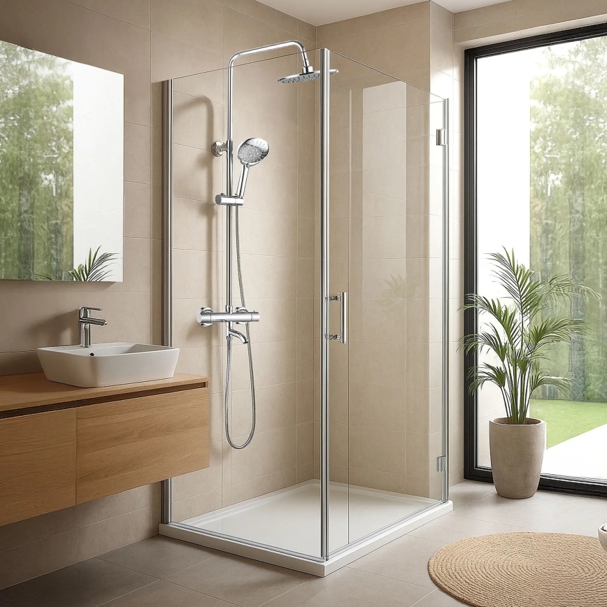 REA-P5961 - Conjunto de duche com misturador termostático LUNGO DIAMOND, cromo brilhante