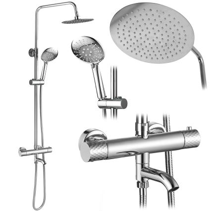 REA-P5961 - Conjunto de duche com misturador termostático LUNGO DIAMOND, cromo brilhante
