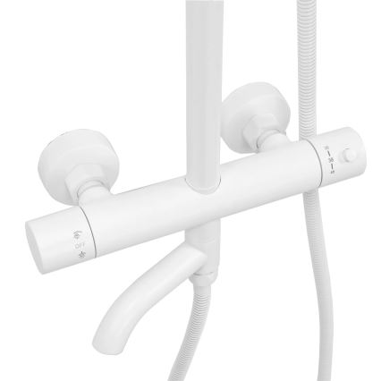 REA-P6608 - Conjunto de duche com bateria termostática LUNGO branco mate