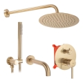REA-P6609 - Conjunto de duche com misturador termostático encastrado LUNGO, acabamento dourado escovado