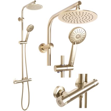 REA-P8413 - Conjunto de duche com misturador termostático BLISS dourado escovado