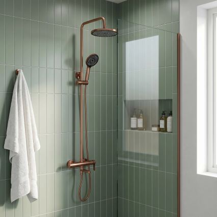 REA-P8715 - Conjunto de duche com misturador ARCOS em cobre escovado