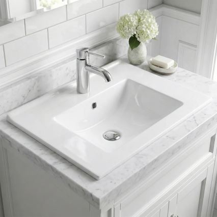 REA-U0190 - Lavatório encastrado DAFNE 46,5x72 cm cerâmica/branco brilhante