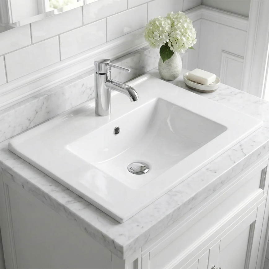 REA-U0190 - Lavatório encastrado DAFNE 46,5x72 cm cerâmica/branco brilhante