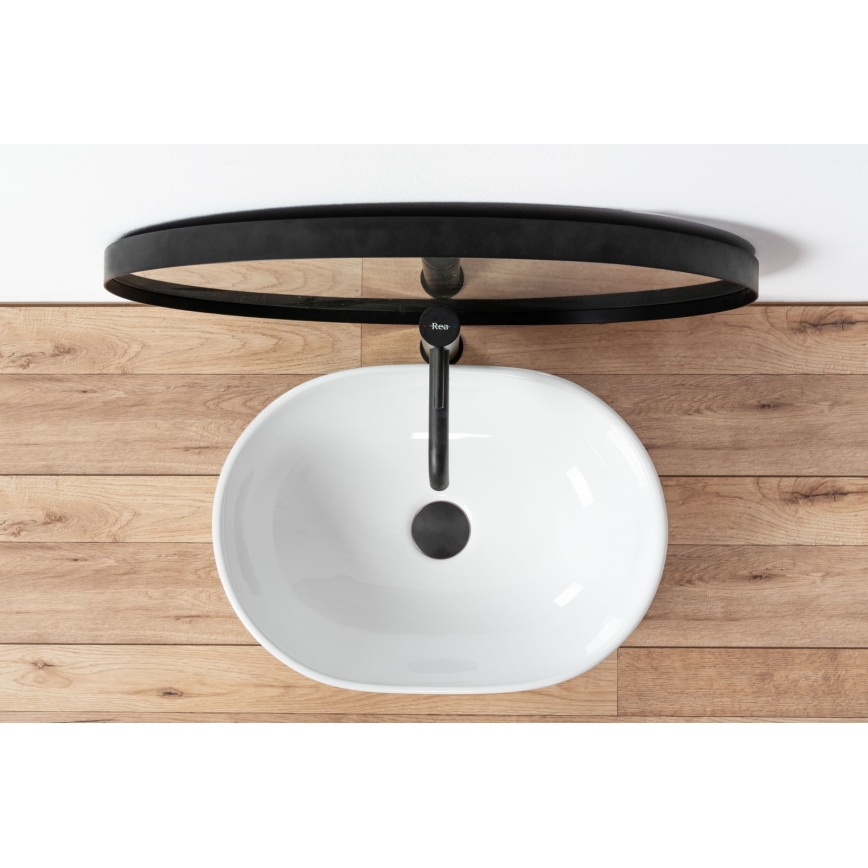 REA-U0416 - Lavatório de bancada AMELIA 34,5x48 cm cerâmica/branco brilhante