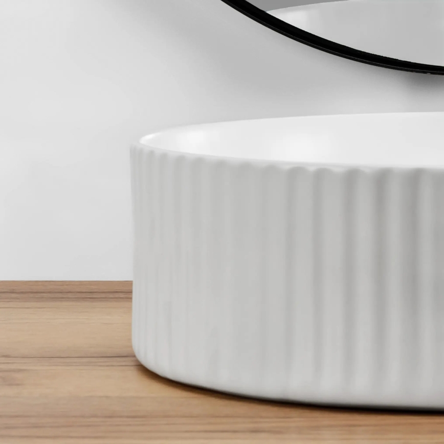 REA-U0601 - Lavatório de bancada DELIA 36 cm branco brilhante/imitação de pedra