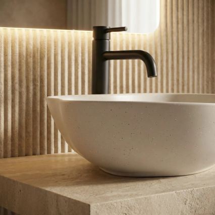 REA-U0617 - Lavatório de sobrepor PEARL 38x50,5 cm cerâmica/bege/imitação de pedra
