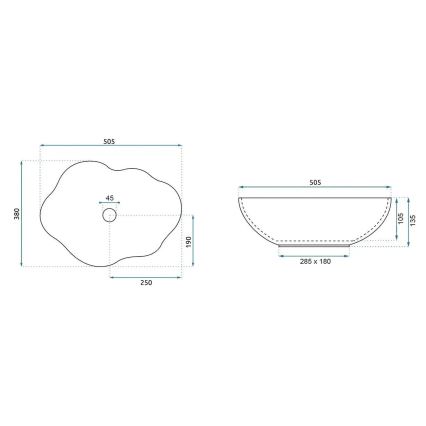 REA-U0617 - Lavatório de sobrepor PEARL 38x50,5 cm cerâmica/bege/imitação de pedra
