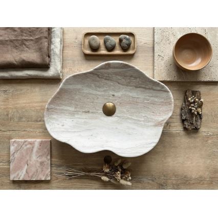 REA-U0618 - Lavatório de bancada PEARL 38x50,5 cm cerâmica/bege/imitação de pedra