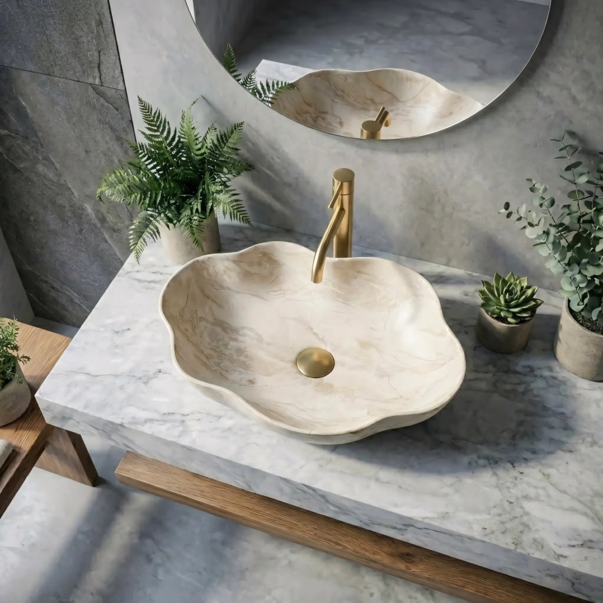 REA-U0619 - Lavatório de bancada PEARL 38x50,5 cm cerâmica/bege