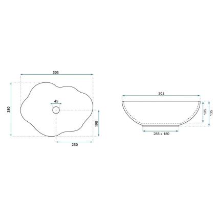 REA-U0619 - Lavatório de bancada PEARL 38x50,5 cm cerâmica/bege