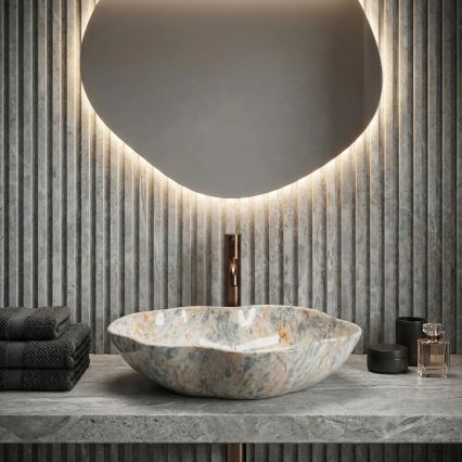 REA-U0620 - Lavatório de bancada PEARL 38x50,5 cm cerâmica/cinzento/bege/imitação de pedra