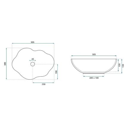 REA-U0620 - Lavatório de bancada PEARL 38x50,5 cm cerâmica/cinzento/bege/imitação de pedra