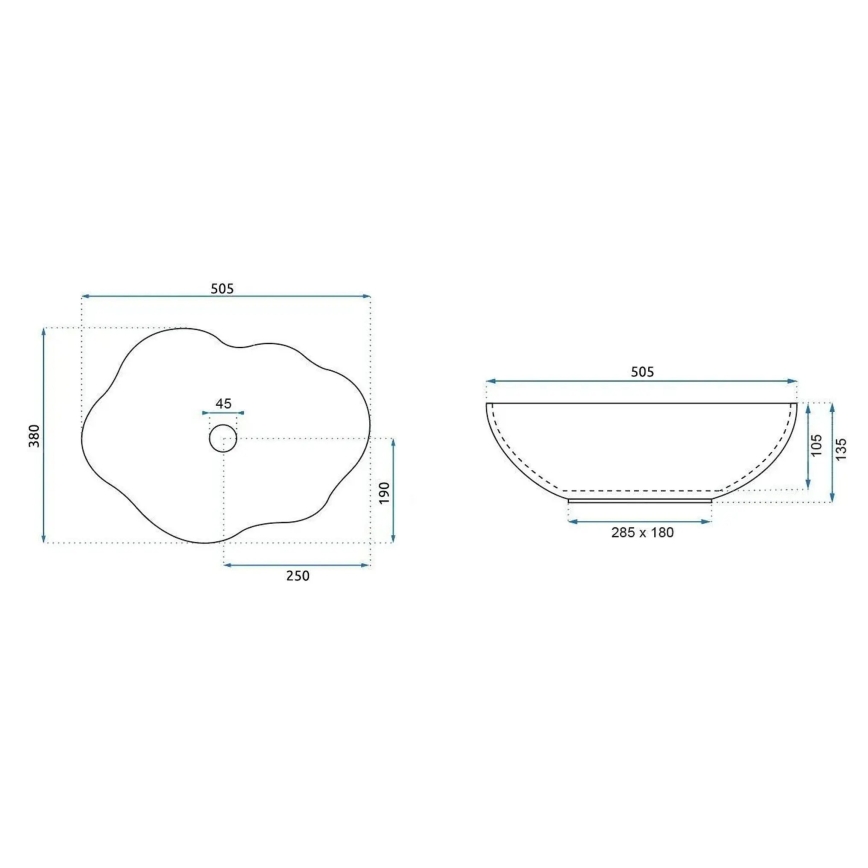 REA-U0620 - Lavatório de bancada PEARL 38x50,5 cm cerâmica/cinzento/bege/imitação de pedra
