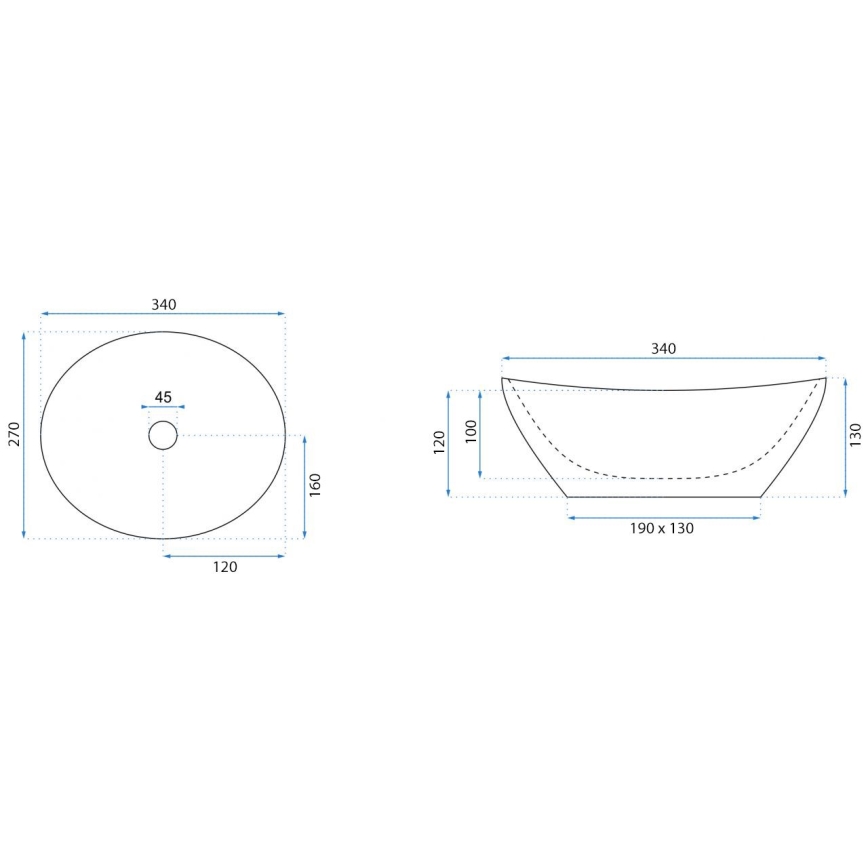 REA-U0623 - Lavatório de bancada SOFIA MINI 27x34 cm cerâmica/branco brilhante