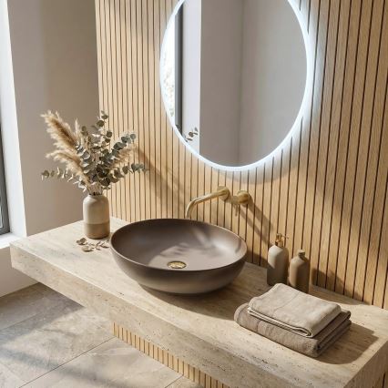 REA-U0627 - Lavatório de sobrepor CAROLA 39x51,5 cm cerâmica/bege/castanho