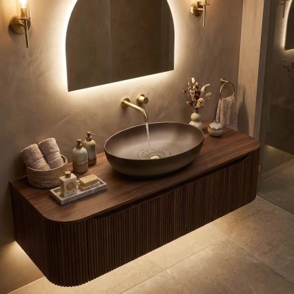 REA-U0627 - Lavatório de sobrepor CAROLA 39x51,5 cm cerâmica/bege/castanho