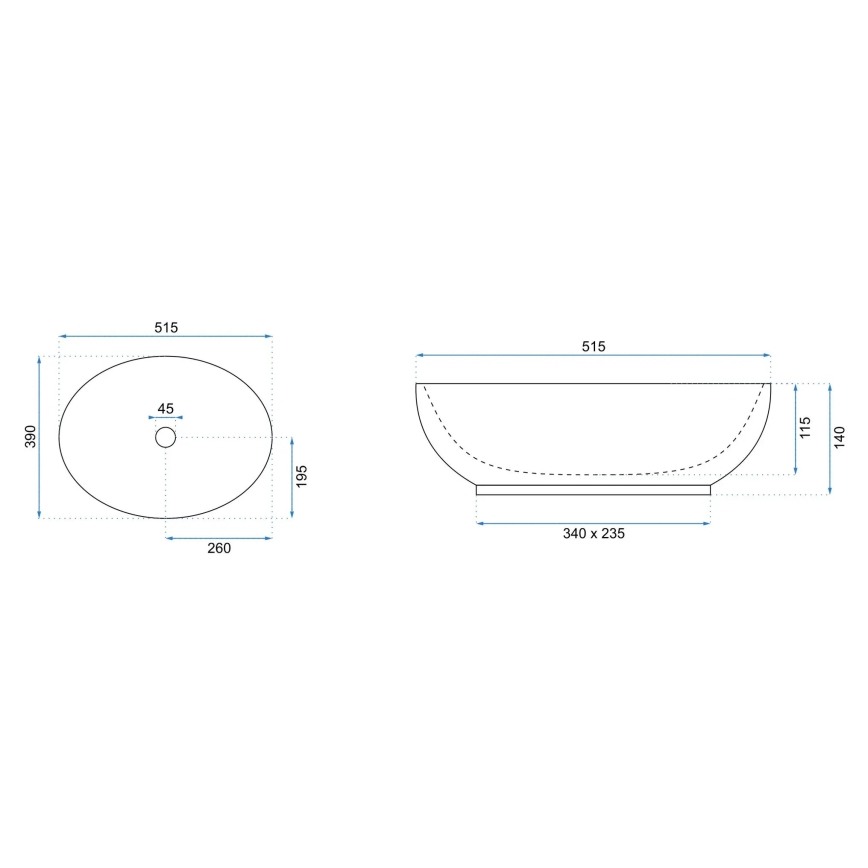 REA-U0627 - Lavatório de sobrepor CAROLA 39x51,5 cm cerâmica/bege/castanho