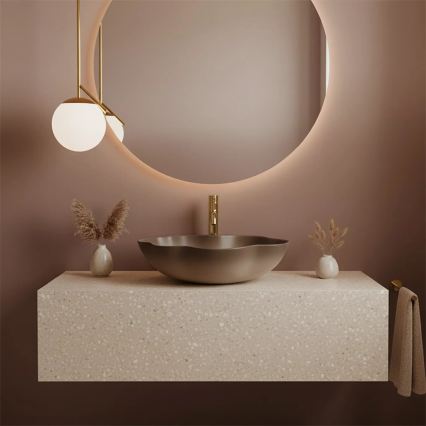 REA-U0629 - Lavatório de bancada PEARL 38x50,5 cm cerâmica/castanho