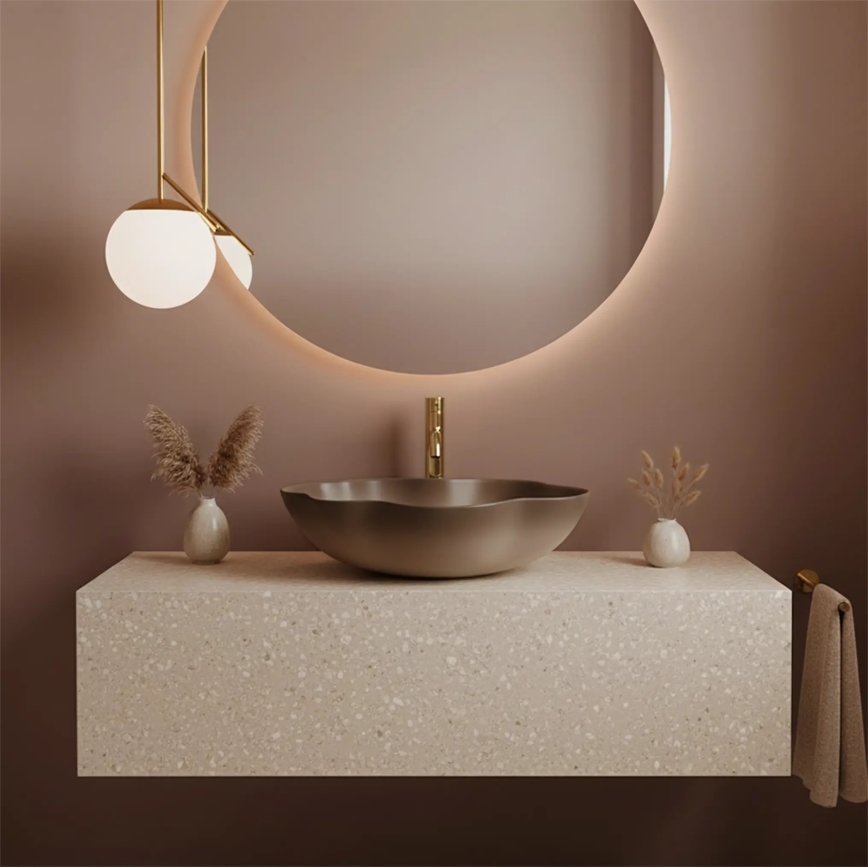 REA-U0629 - Lavatório de bancada PEARL 38x50,5 cm cerâmica/castanho