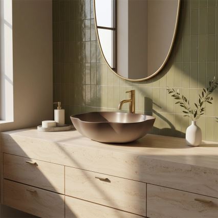 REA-U0629 - Lavatório de bancada PEARL 38x50,5 cm cerâmica/castanho