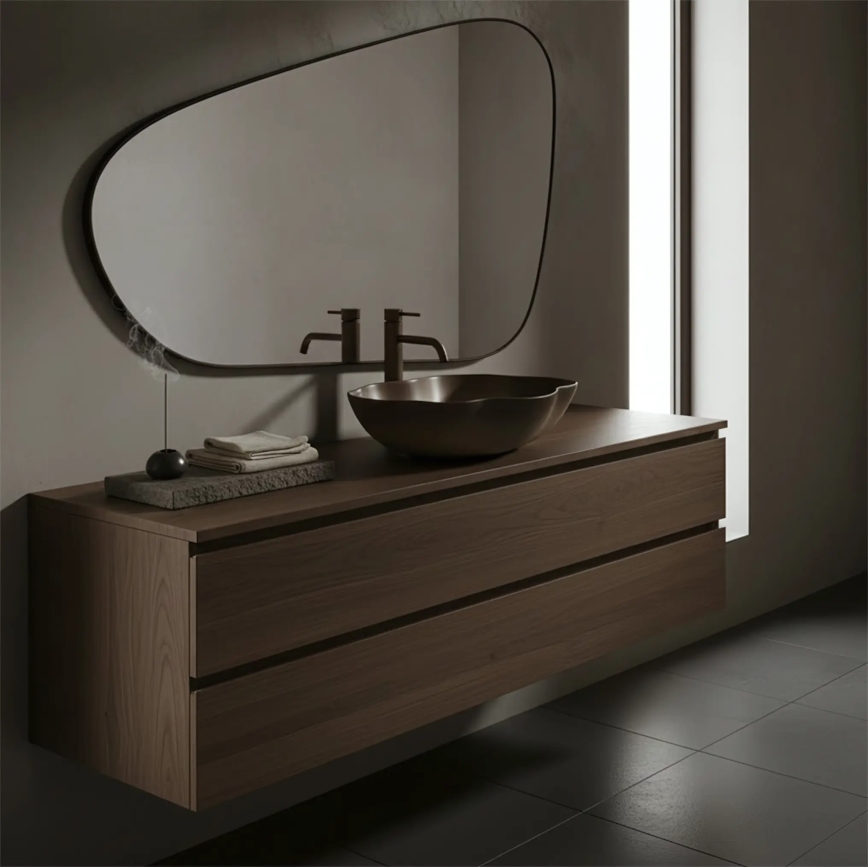 REA-U0629 - Lavatório de bancada PEARL 38x50,5 cm cerâmica/castanho