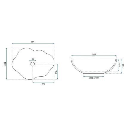 REA-U0629 - Lavatório de bancada PEARL 38x50,5 cm cerâmica/castanho