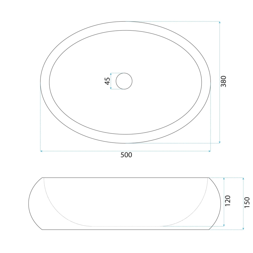 REA-U0634 - Lavatório de bancada MIKA GABRO 38x50 cm preto/imitação de pedra