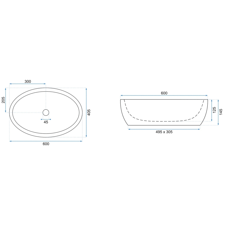 REA-U0656 - Lavatório de bancada MELANIA 40,5x60 cm cerâmica/branco brilhante