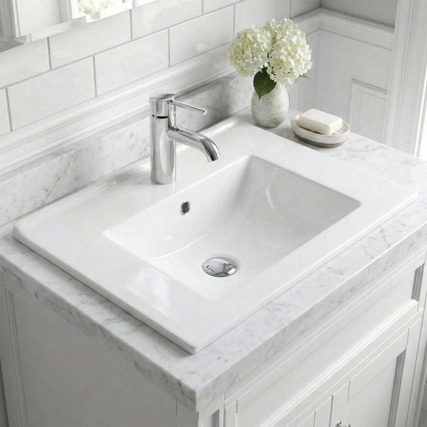REA-U0786 - Lavatório embutido DAFNE 47x62 cm cerâmica/branco brilhante