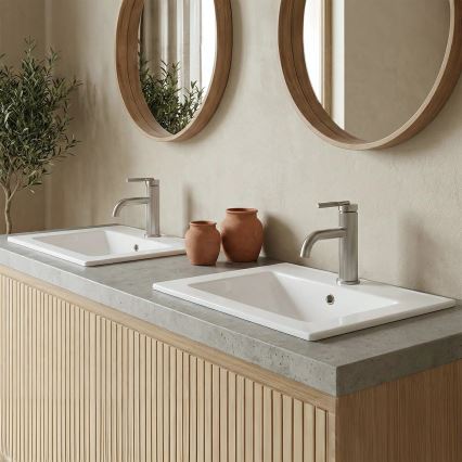 REA-U0786 - Lavatório embutido DAFNE 47x62 cm cerâmica/branco brilhante
