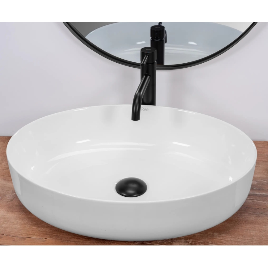 REA-U1223 - Lavatório para bancada QUEEN 41,5x55 cm cerâmica/branco brilhante