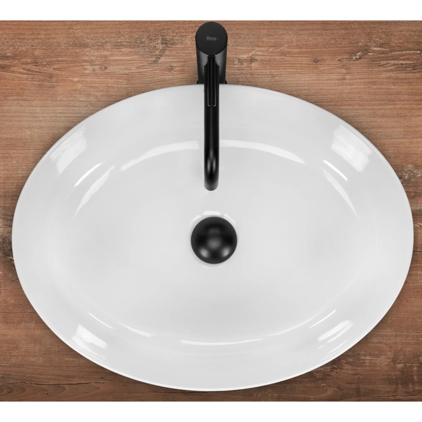REA-U1223 - Lavatório para bancada QUEEN 41,5x55 cm cerâmica/branco brilhante