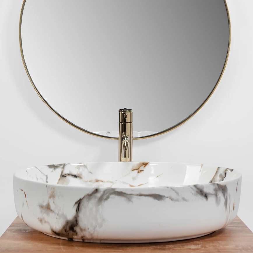 REA-U1232 - Lavatório de bancada QUEEN 41,5x55 cm cerâmica/imitação de pedra
