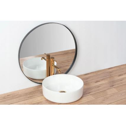 REA-U18918 - Lavatório de bancada SAMI Ø 36 cm em cerâmica, acabamento branco brilhante