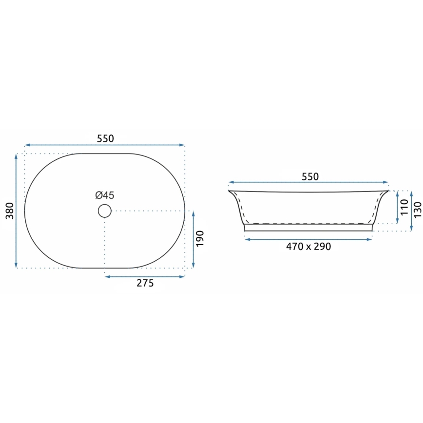 REA-U3305 - Lavatório de bancada WILMA RUSTIC 38x55 cm cerâmica/cobre