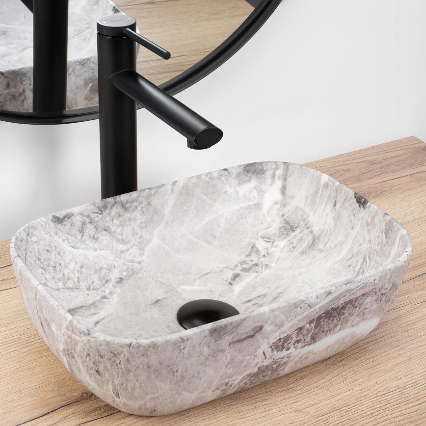 REA-U3321 - Lavatório de bancada BELINDA MINI 25x36 cm cerâmica/cinza/efeito pedra