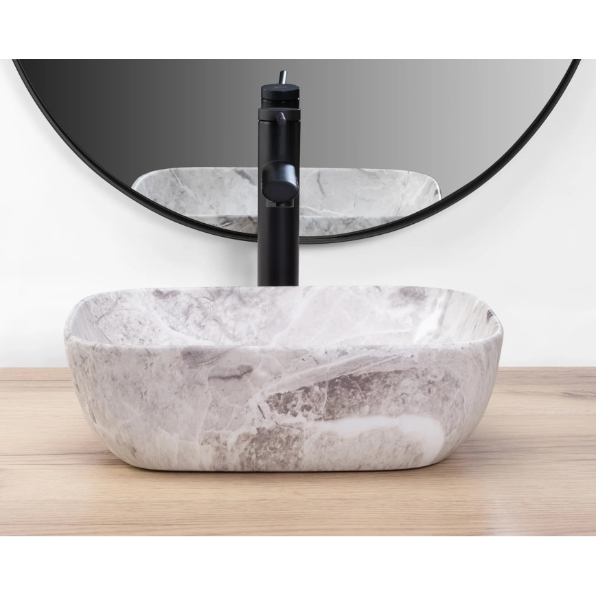 REA-U3321 - Lavatório de bancada BELINDA MINI 25x36 cm cerâmica/cinza/efeito pedra