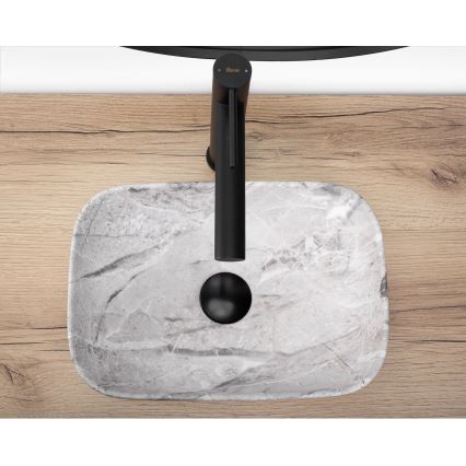 REA-U3321 - Lavatório de bancada BELINDA MINI 25x36 cm cerâmica/cinza/efeito pedra
