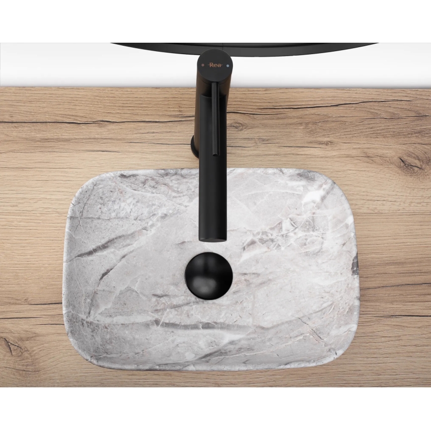 REA-U3321 - Lavatório de bancada BELINDA MINI 25x36 cm cerâmica/cinza/efeito pedra