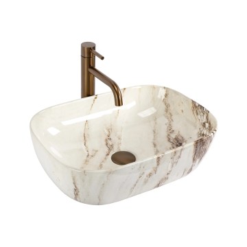 REA-U3601 - Lavatório de sobrepor BELINDA 33x46,5 cm cerâmica/bege/imitação de pedra