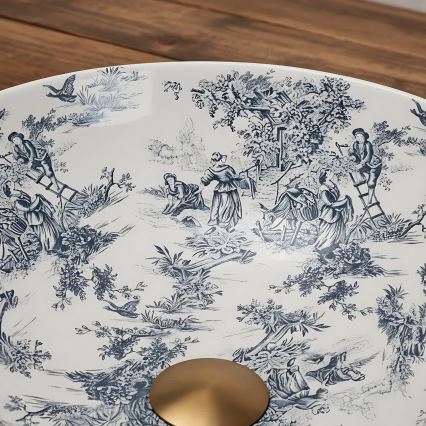 REA-U3608 - Lavatório de bancada JULIANA 40 cm cerâmica/branco/azul