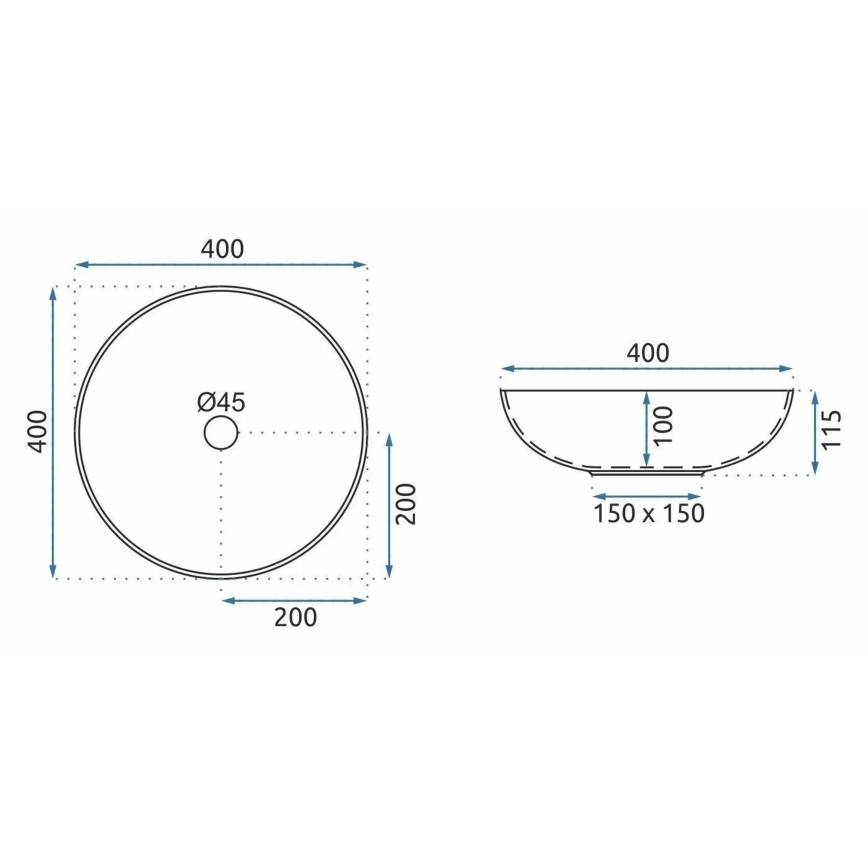REA-U3608 - Lavatório de bancada JULIANA 40 cm cerâmica/branco/azul
