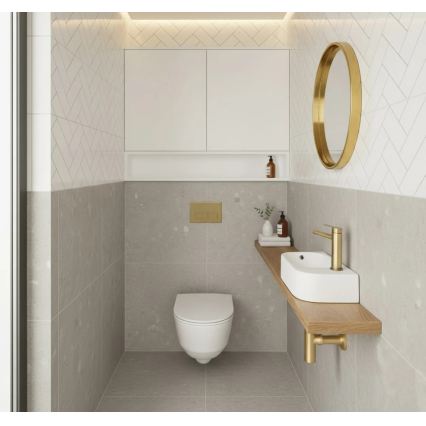 REA-U3610 - Lavatório para bancada/suspenso ODETTA 25x51 cm cerâmica/branco brilhante