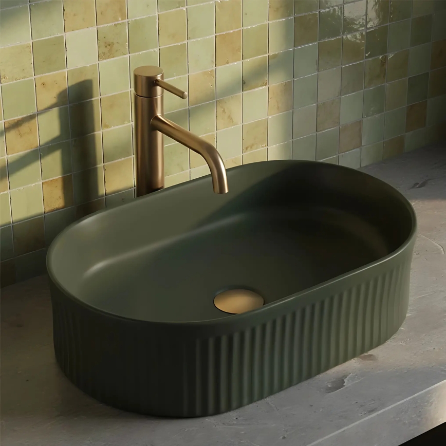 REA-U3611 - Lavatório de bancada VANDA 31x49 cm cerâmica/verde escuro