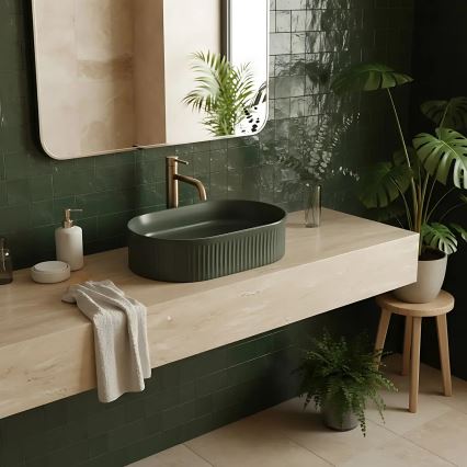 REA-U3611 - Lavatório de bancada VANDA 31x49 cm cerâmica/verde escuro